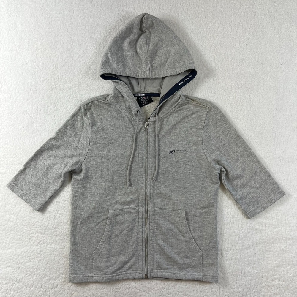 Polo Jeans Co.‎ Short Sleeve Hoodie Jacket Zip-Up Gray Women's Size M VTG NWT